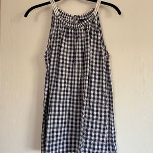 Madison Mathews Navy Gingham Tank